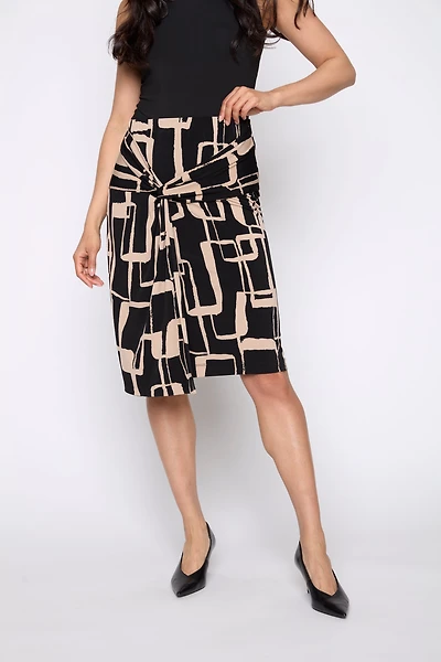 Knot front graphic print skirt