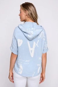 Alphabet print hoodie blouse