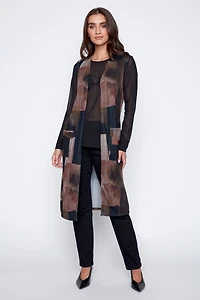 Long sweater vest with patch pockets