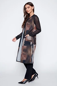 Long sweater vest with patch pockets