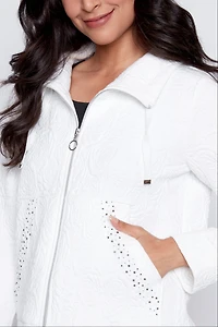 Jacquard jacket with rhinestone detail