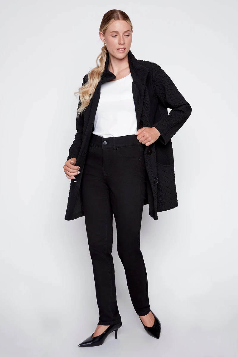 Cable jacquard coat