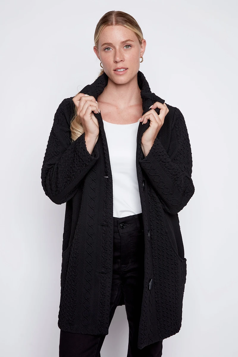 Cable jacquard coat