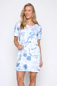 Printed rib dress with pockets