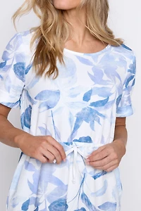 Printed rib dress with pockets