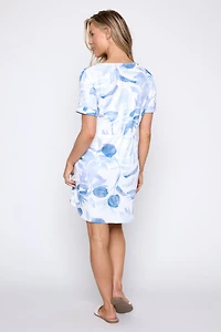 Printed rib dress with pockets
