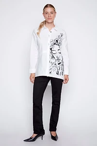 Chemise à imprimé portrait ourlet asymétrique
