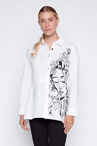 Chemise à imprimé portrait ourlet asymétrique