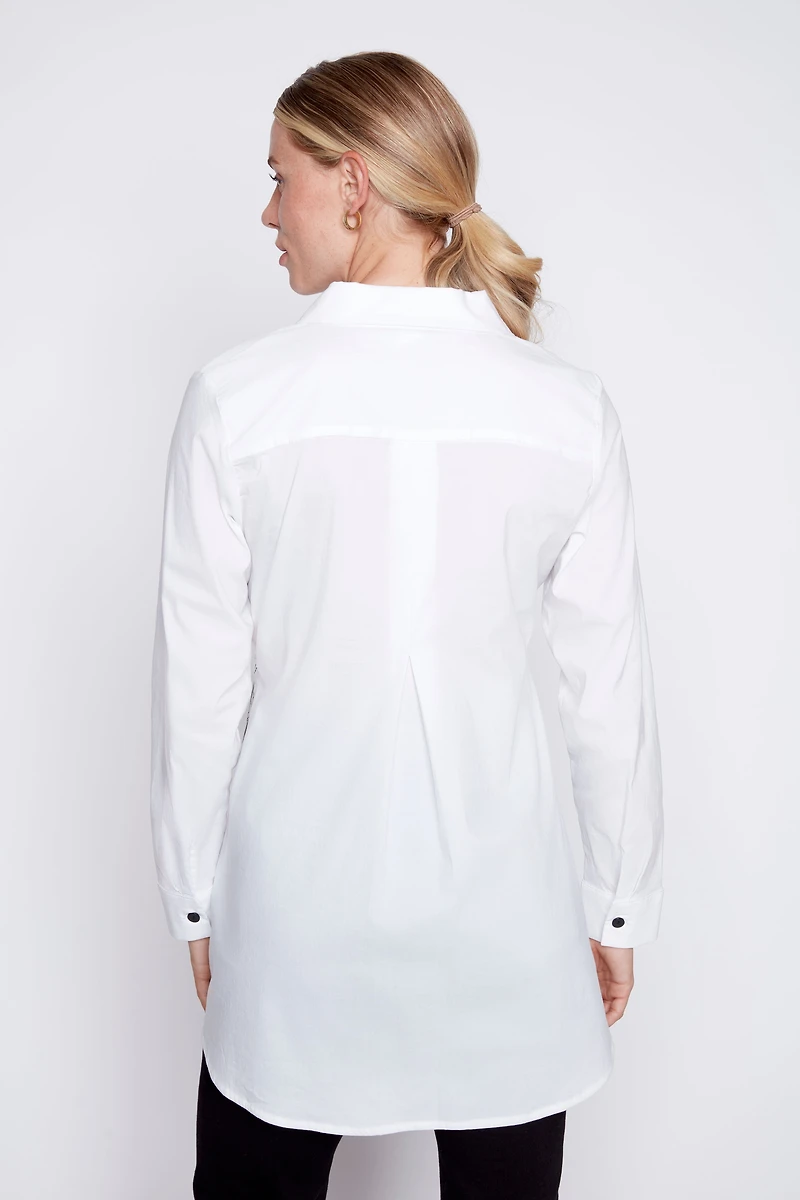 Chemise à imprimé portrait ourlet asymétrique