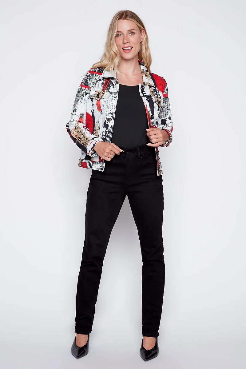La veste style jean à imprimé abstrait