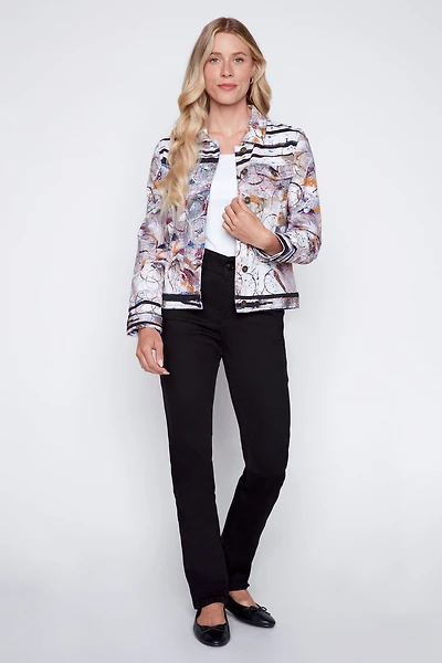 Abstract stripe jean style jacket