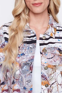Abstract stripe jean style jacket