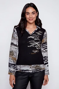 Animal print fooler blouse