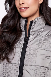 Quilt jacket with snap detail