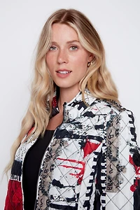 Abstract print diamond quilt jacket