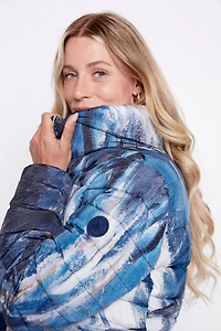 Printed pillow collar quilt jacket