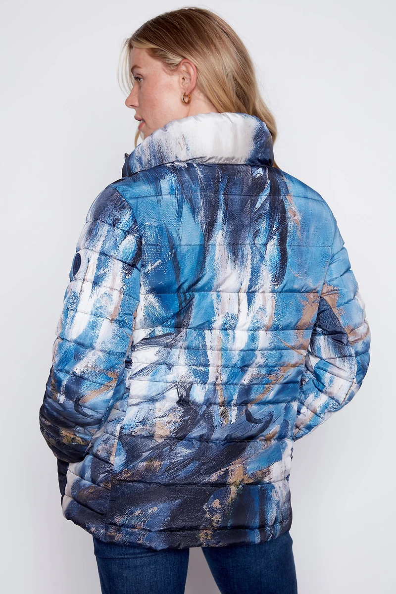 Printed pillow collar quilt jacket