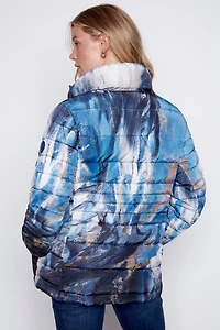 Printed pillow collar quilt jacket