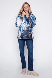Printed pillow collar quilt jacket