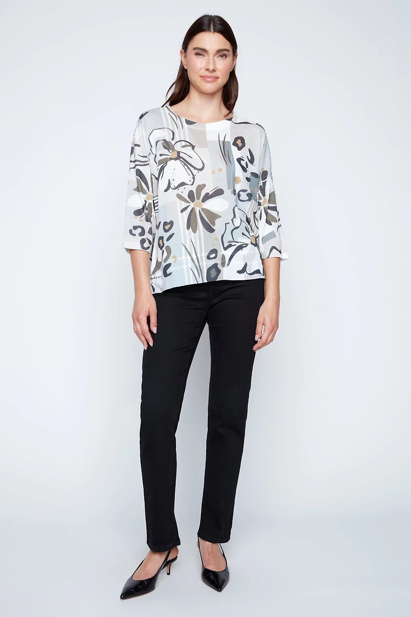 Abstract floral print top
