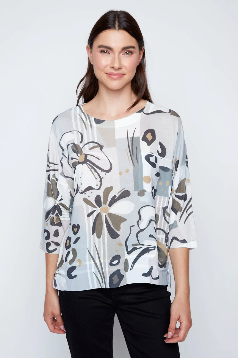 Abstract floral print top