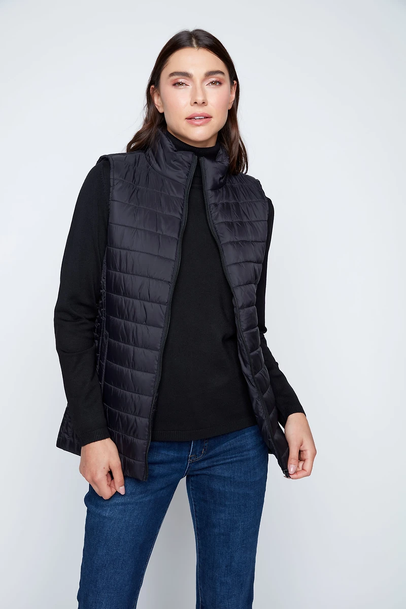 Black quilt puffer vest