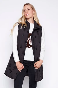 Sequin detail long quilt vest