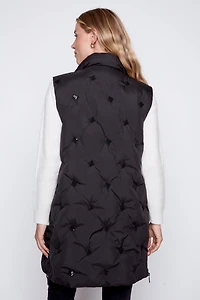 Sequin detail long quilt vest