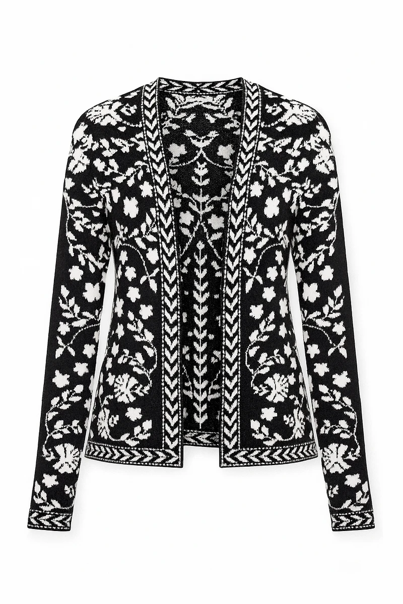 Floral jacquard cardigan