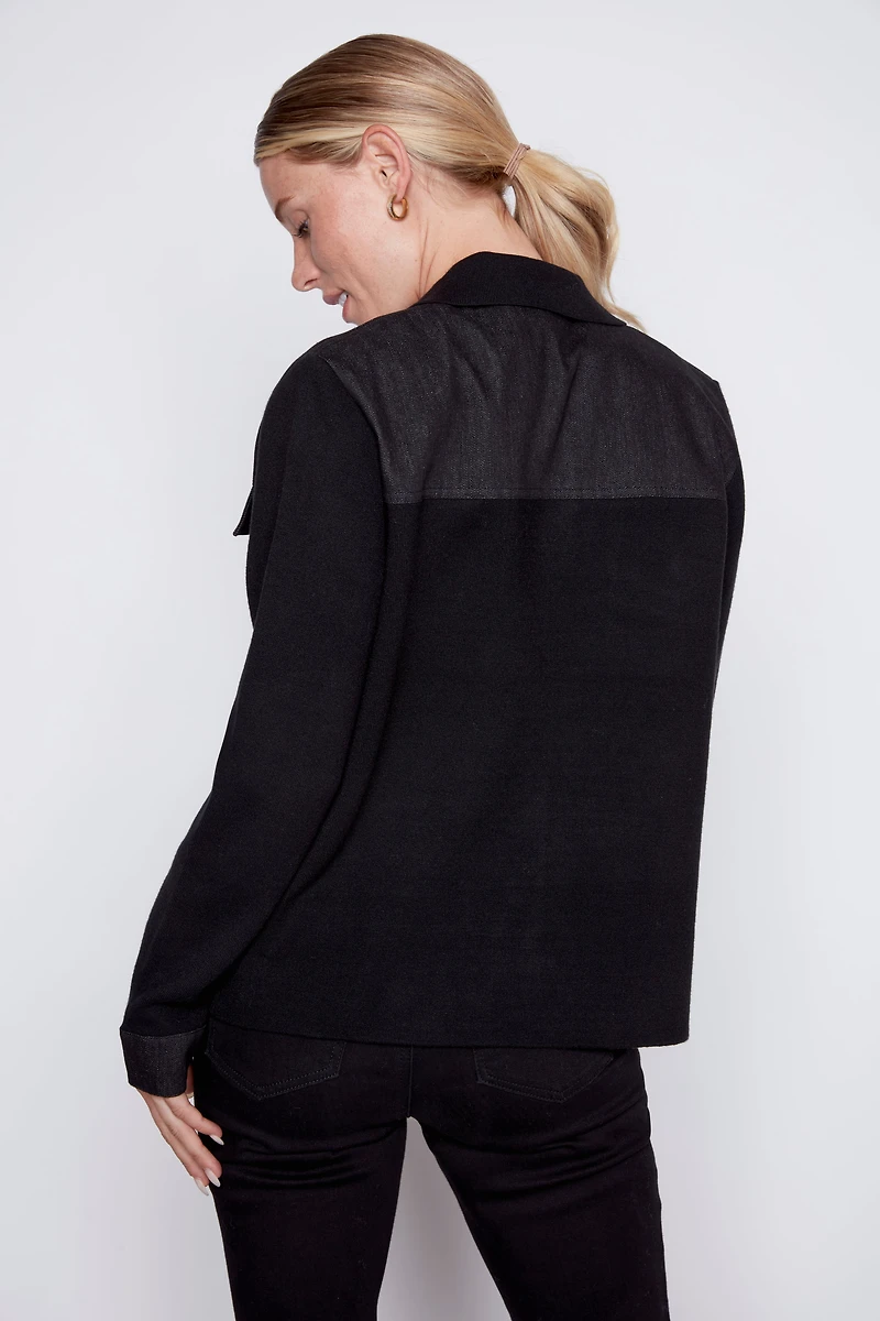 Mix media denim jacket