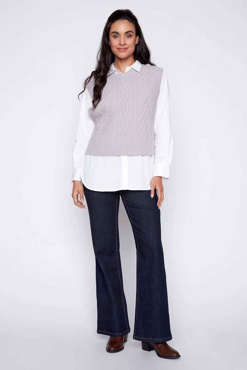 Cable sweater vest