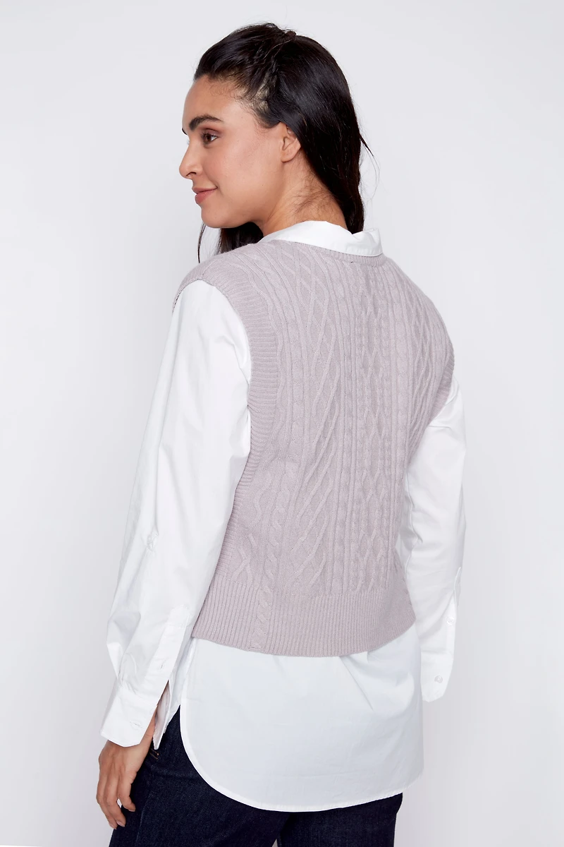 Cable sweater vest