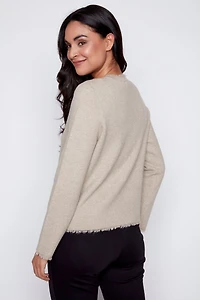 Pearl and fringe trim cardigan