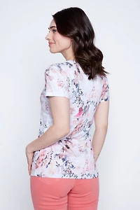 Floral print burn out t-shirt