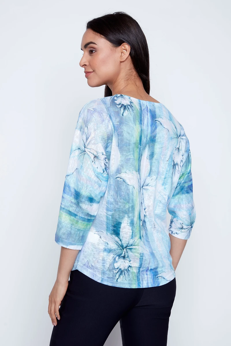 Lilies print knit top