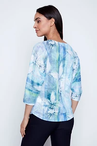 Lilies print knit top
