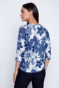 Floral print knit top