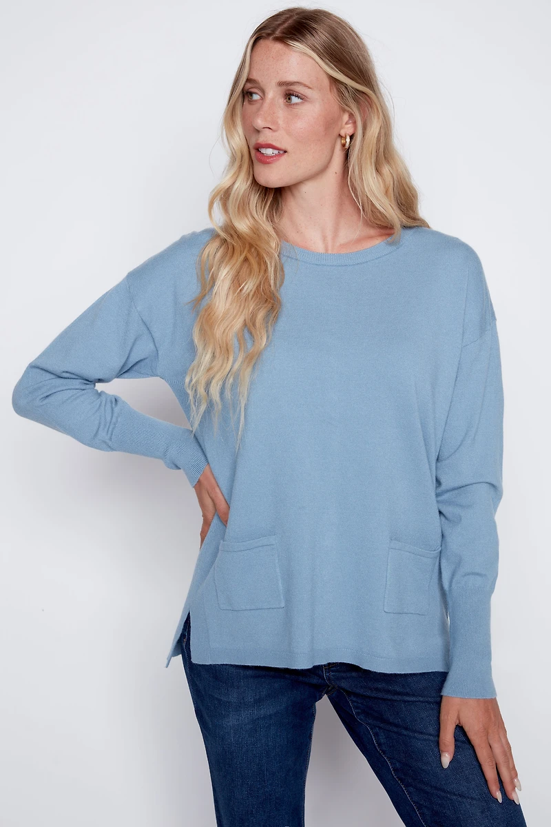 Colorful back buttons detail sweater