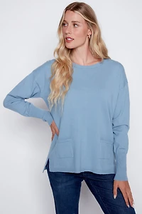 Colorful back buttons detail sweater