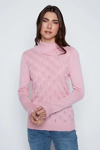 Pointelle detail cotton blend sweater