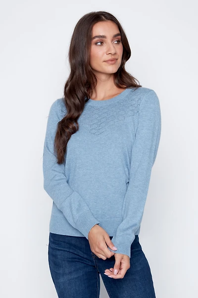 Le pull en coton mélangé avec détails pointelle