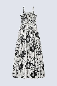 Smocked floral print dress