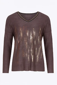 Textured knit foil top