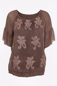 Leaf embroidery tunic