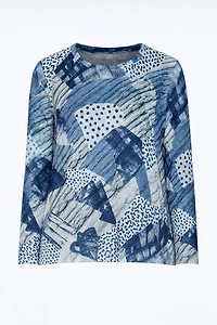 Abstract dot metallic knit top