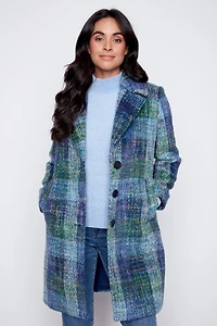 Plaid wool blend coat