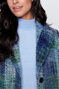 Plaid wool blend coat