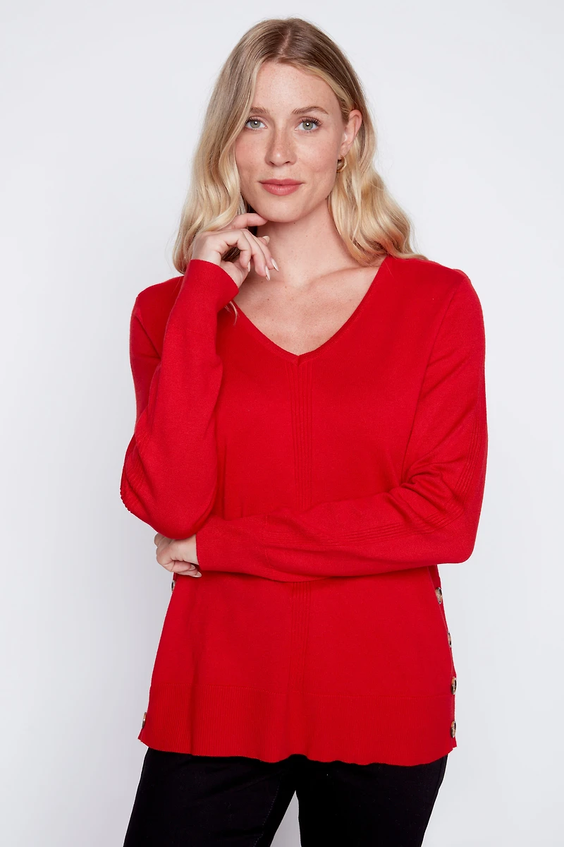 Side button detail sweater