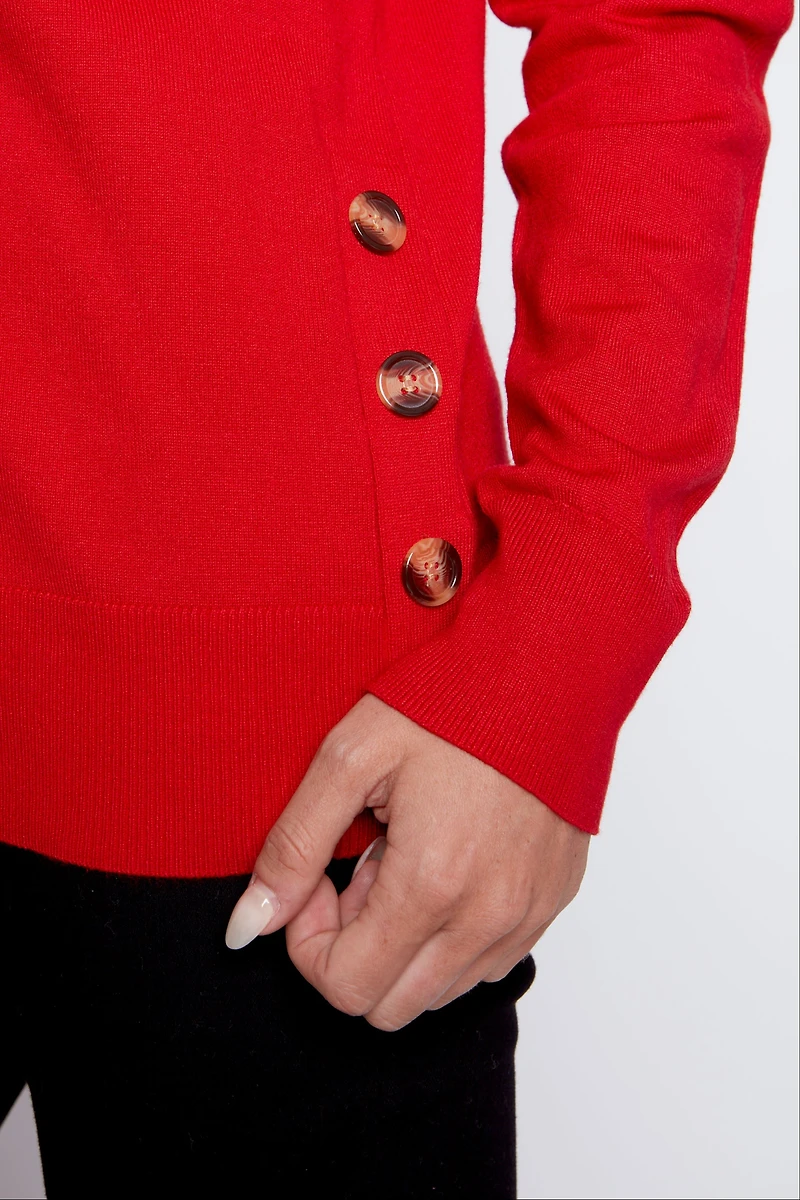 Side button detail sweater