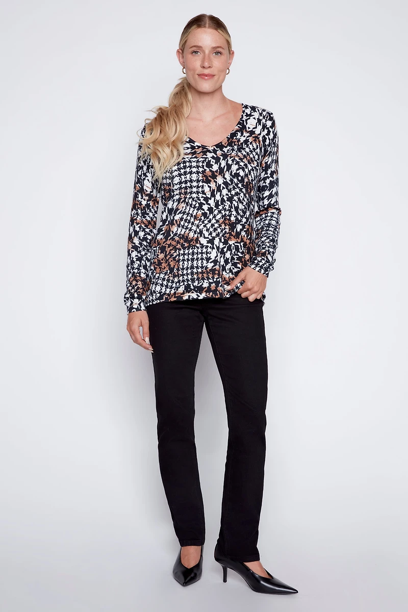 Houndstooth design sweater